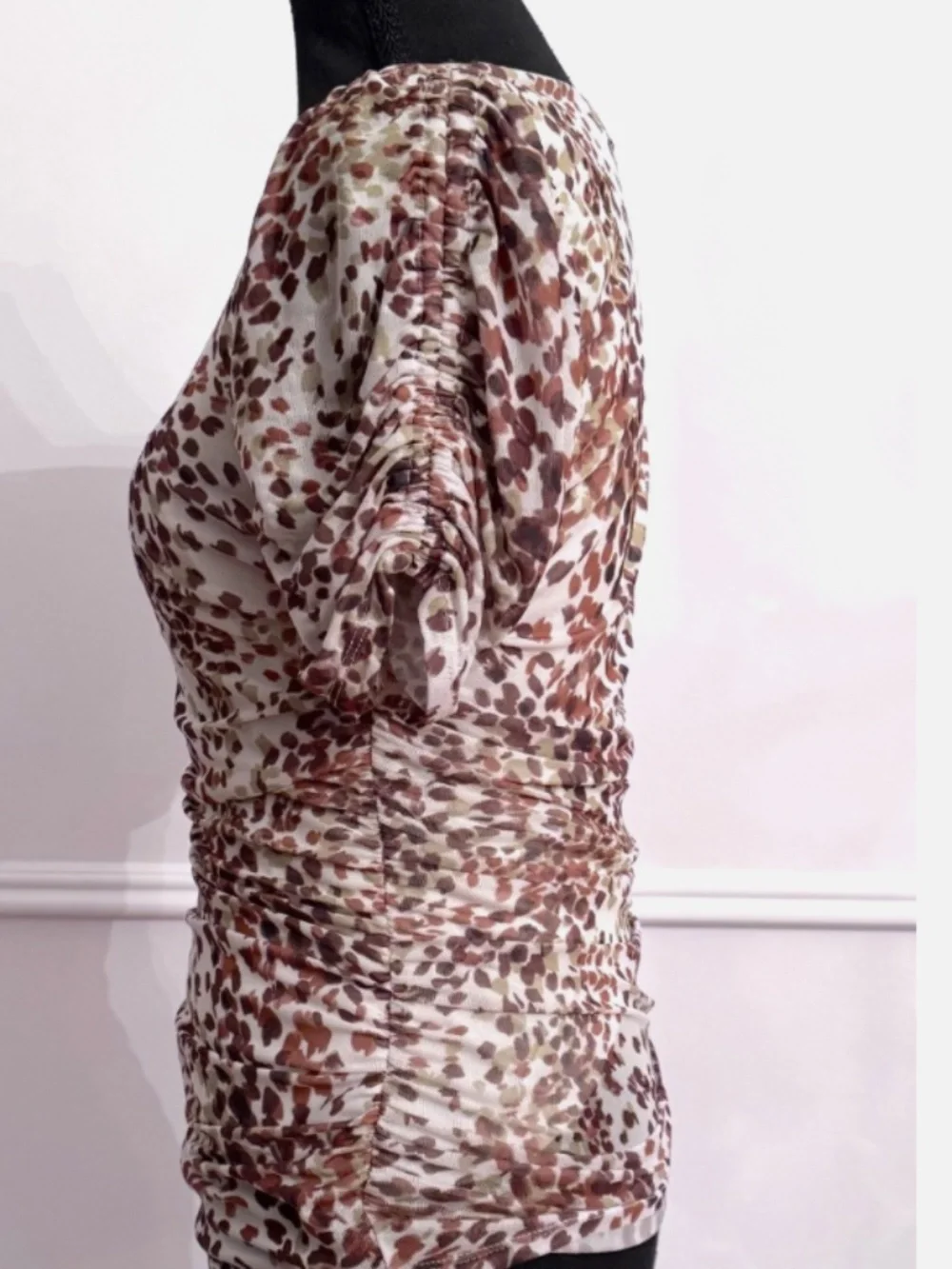 Cable&Gauge Leopard Print Rushed Mesh Top - Picture 3 of 5